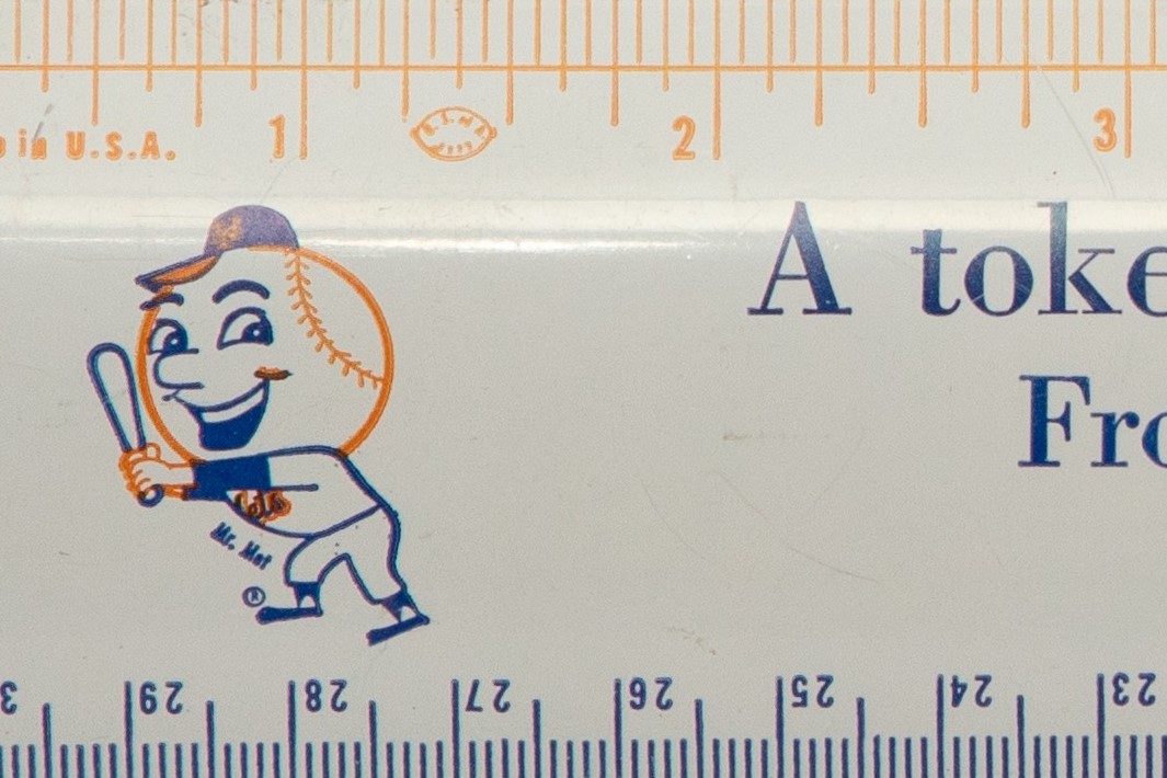 Mets Promotional Ruler From End of 1964 Season