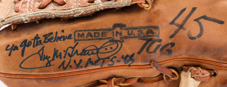 Tug McGraw Autographed Catch Phrase Glove - Ya Gotta Believe Message