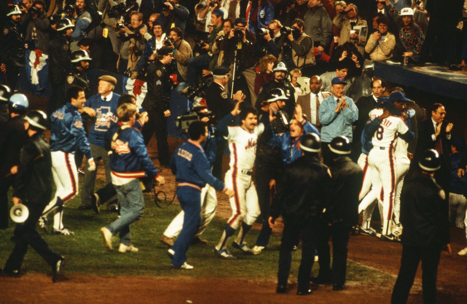 Keith Hernandez in Middle of Celebration After Winning 1986 World Series