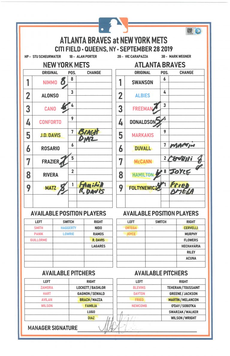 Lineups: Pete Alonso Breaks Rookie Home Run Record