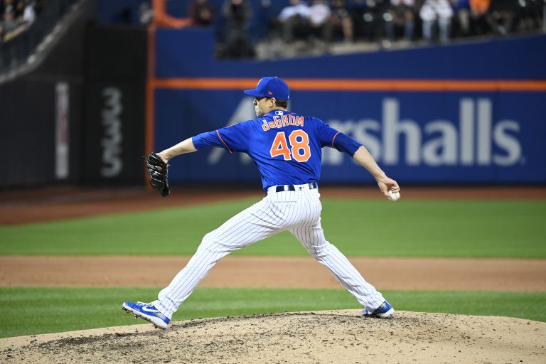 Jacob deGrom Winds Up for Pitch