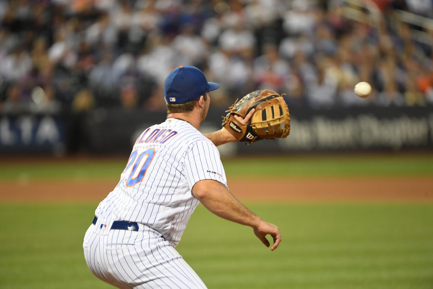 Pete Alonso Fielding a Ball at First Base