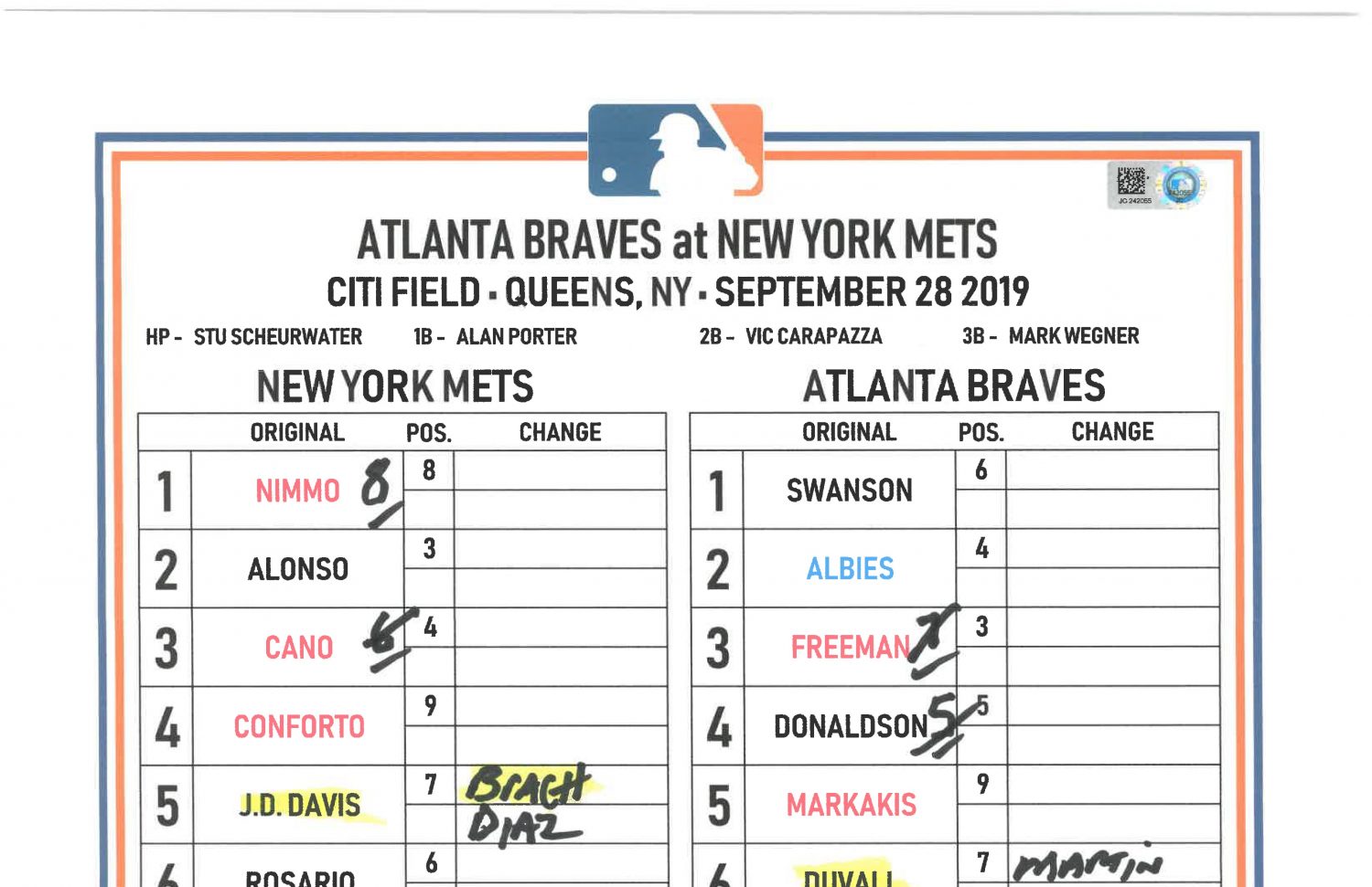 Lineups: Pete Alonso Breaks Rookie Home Run Record