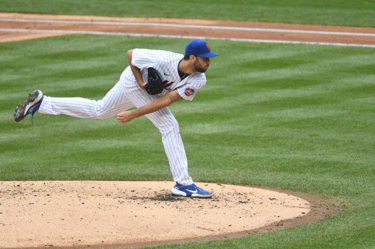 David Peterson Throws a Fastball Against the Washington Nationals