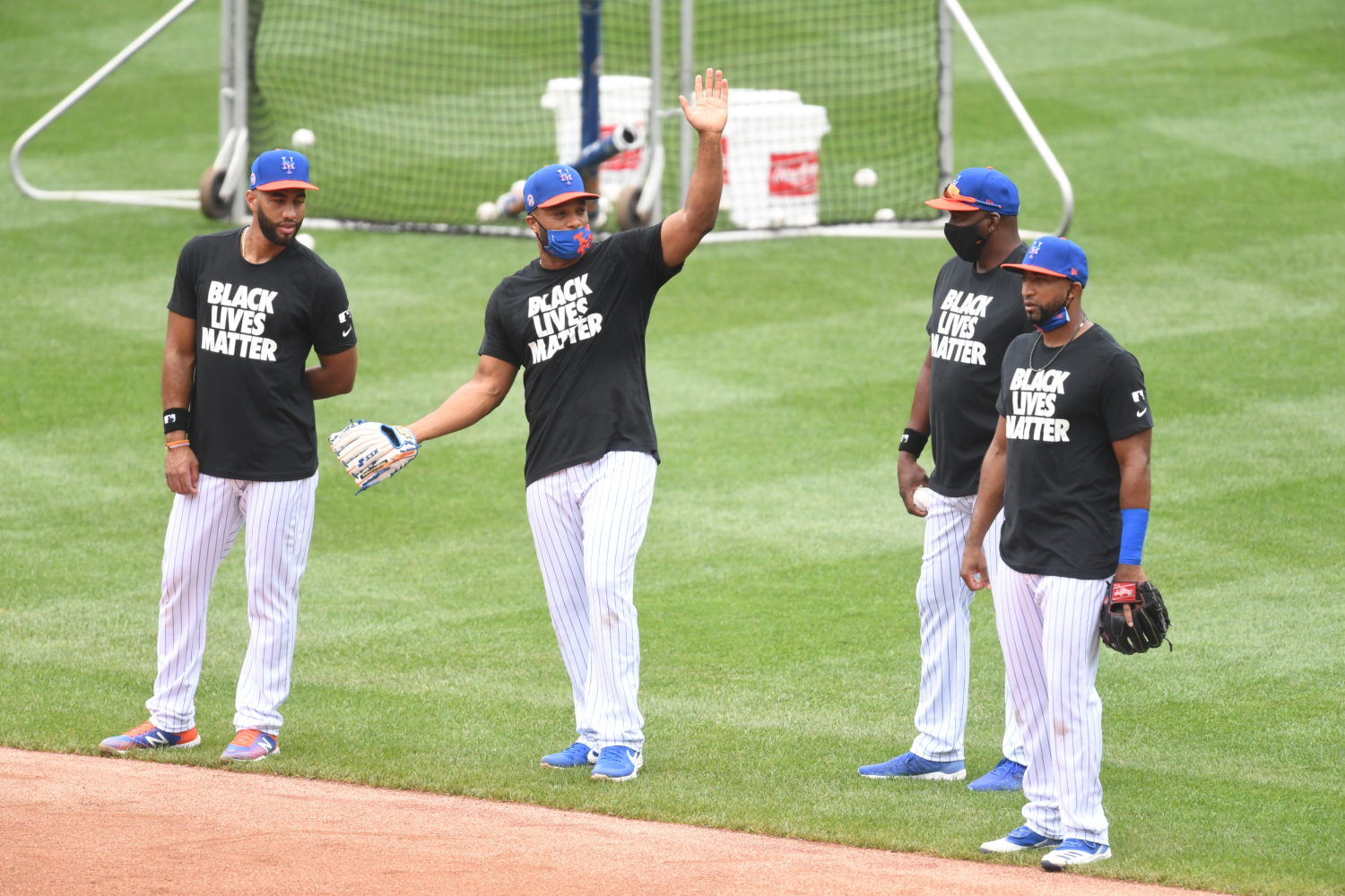 Four Mets Players Wearing Black Lives Matter T-Shirts on the Field